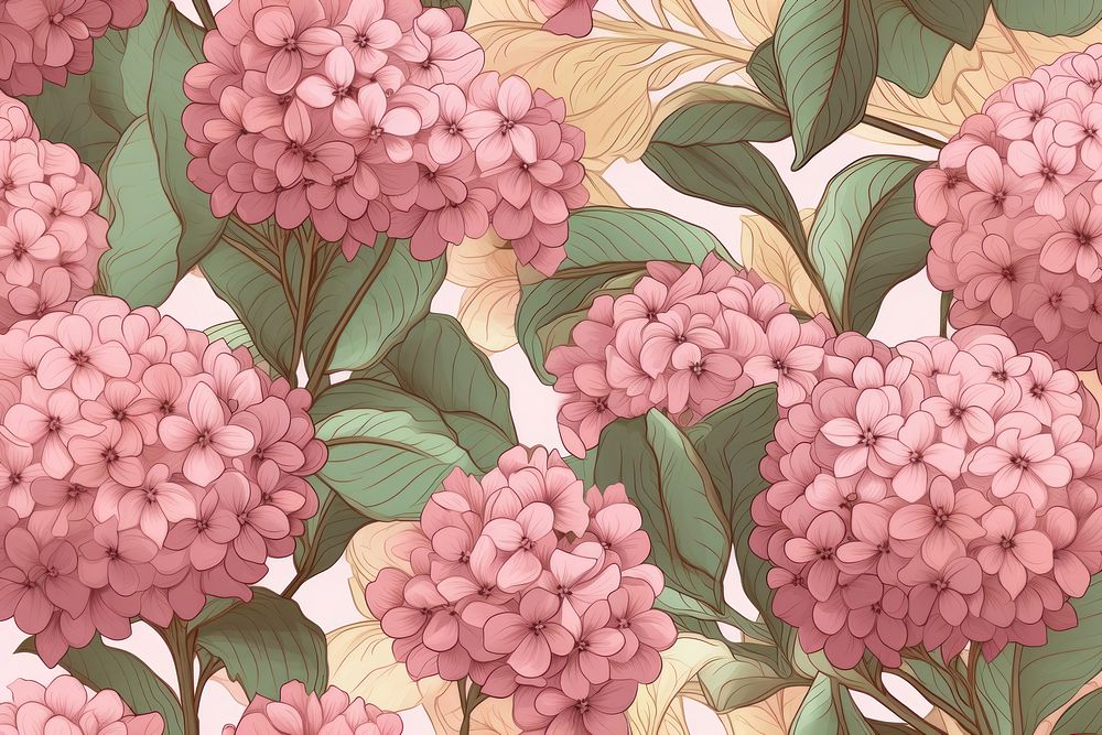 Pink hydrangea pattern flower plant. AI generated Image by rawpixel.