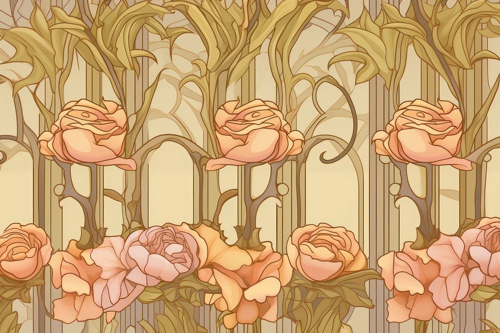 Roses art wallpaper pattern. AI generated Image by rawpixel.