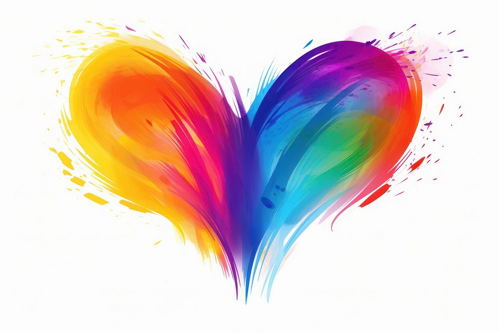 Gradient rainbow color heart shape backgrounds pattern white background. AI generated Image by rawpixel.