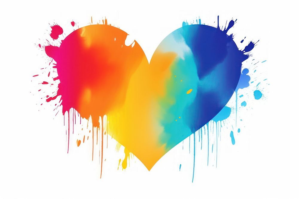 Gradient rainbow color heart shape white background creativity splattered. AI generated Image by rawpixel.