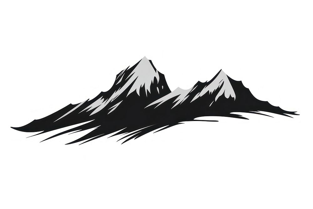 Moutain on paint brush stroke mountain nature white background. AI generated Image by rawpixel.