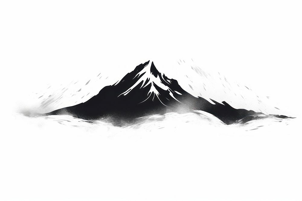 Mountain on paint brush stroke mountain nature white. AI generated Image by rawpixel.