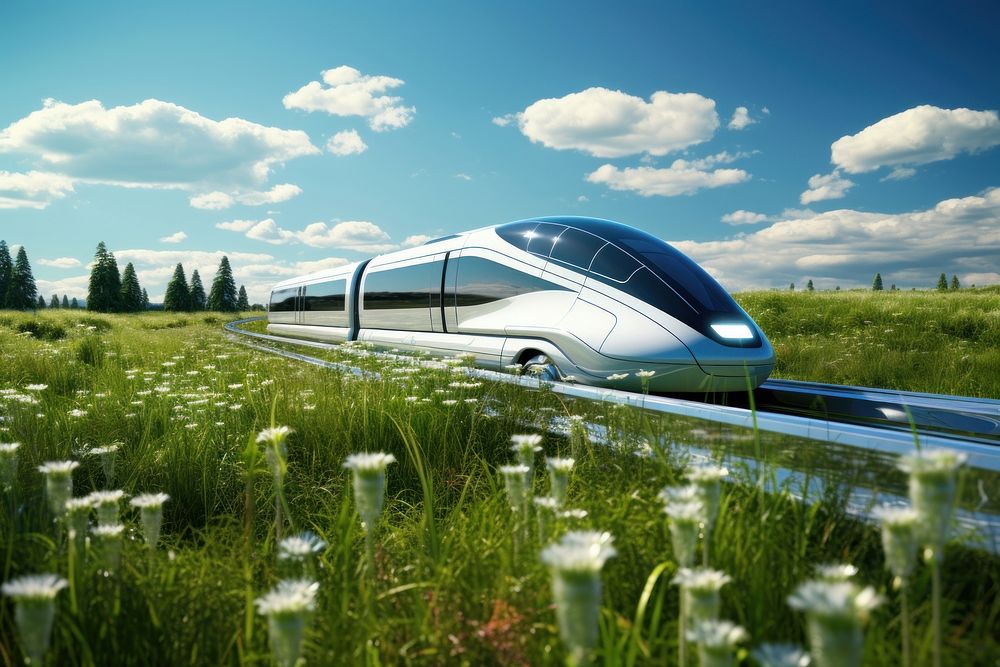 Clean white train outdoors vehicle railway. AI generated Image by rawpixel.