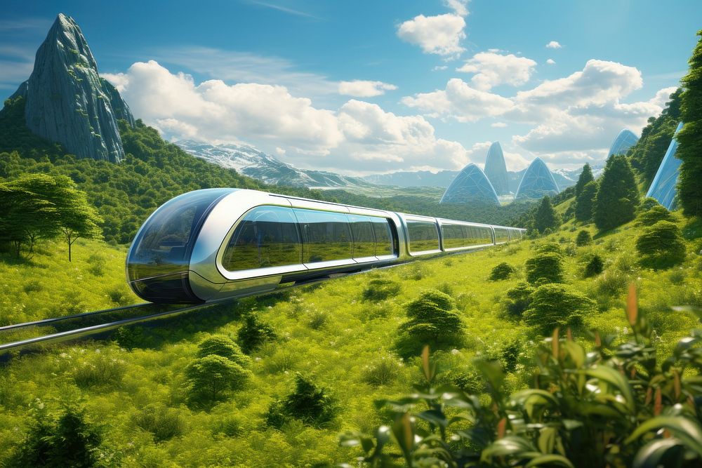 Hyperloop outdoors vehicle railway. AI generated Image by rawpixel.