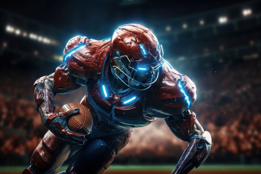 Robot american football player helmet sports adult. AI generated Image by rawpixel.