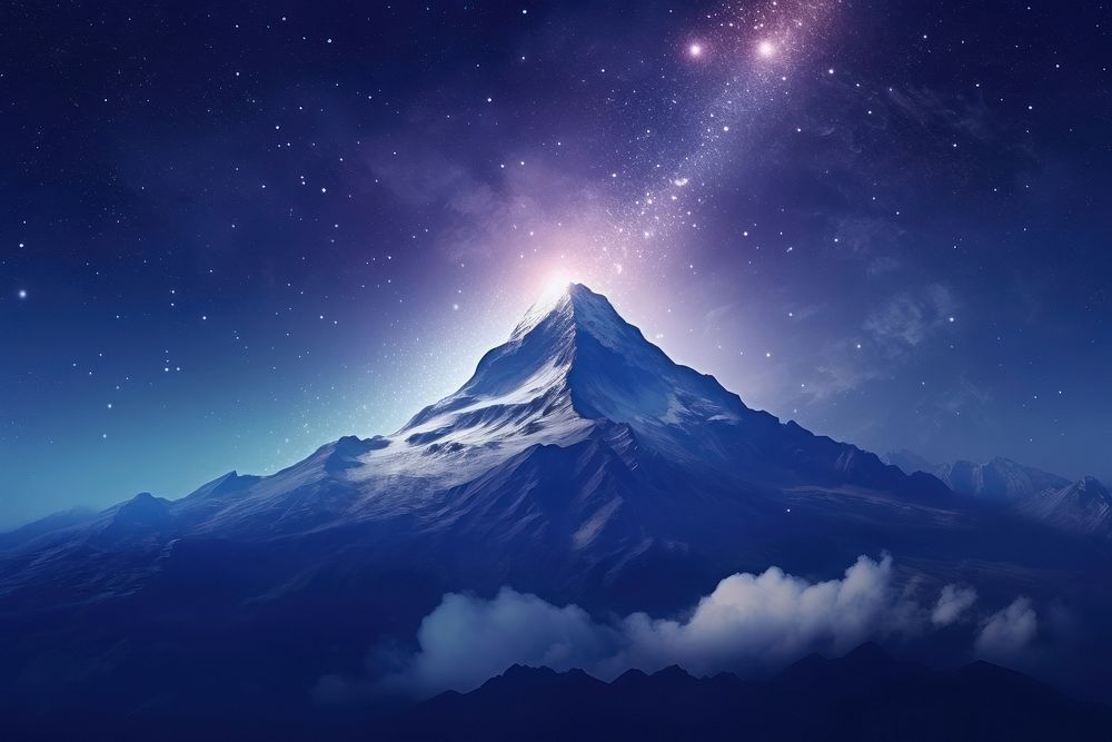 Mountain against stardust landscape outdoors nature. AI generated Image by rawpixel.