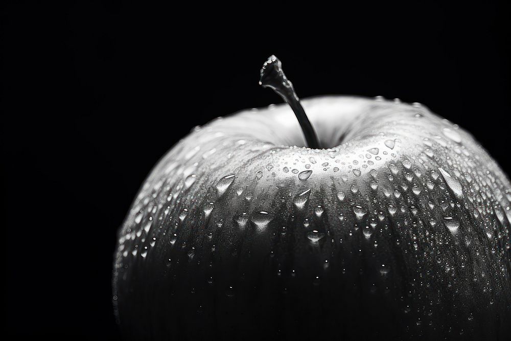 Extreme close-up apple monochrome black white. AI generated Image by rawpixel.