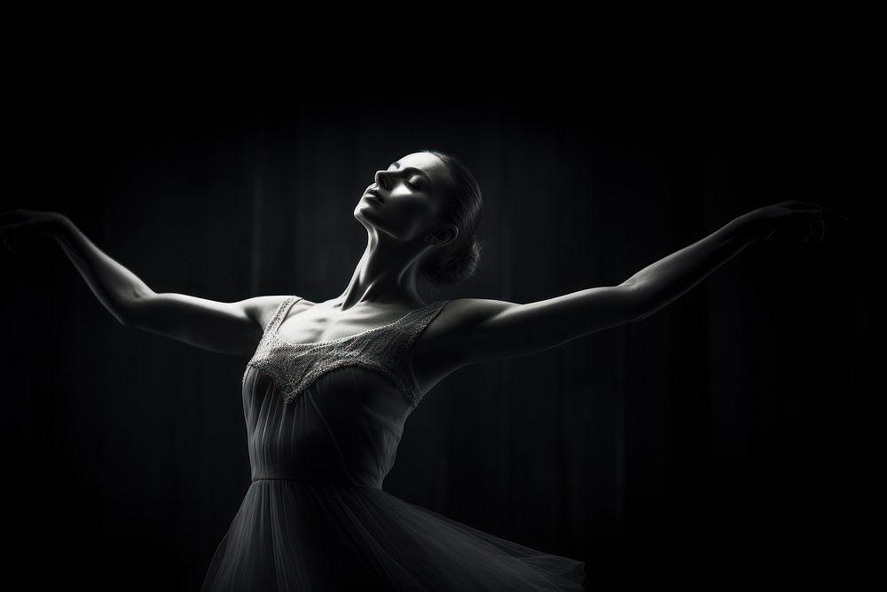 Ballet dancing monochrome light adult. AI generated Image by rawpixel.