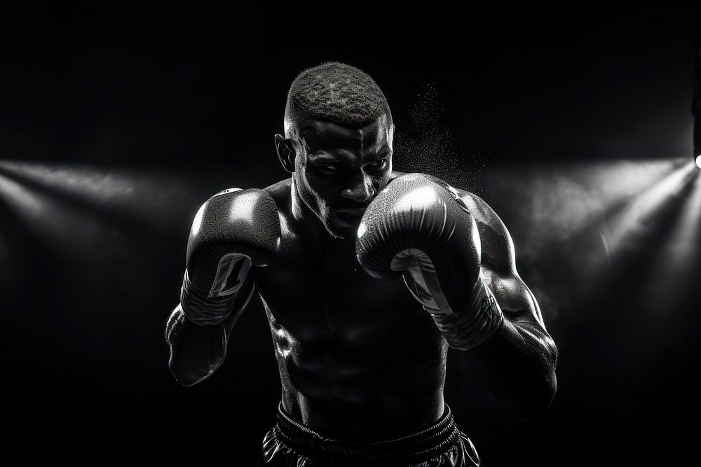 Boxing man punching air boxing Premium Photo rawpixel