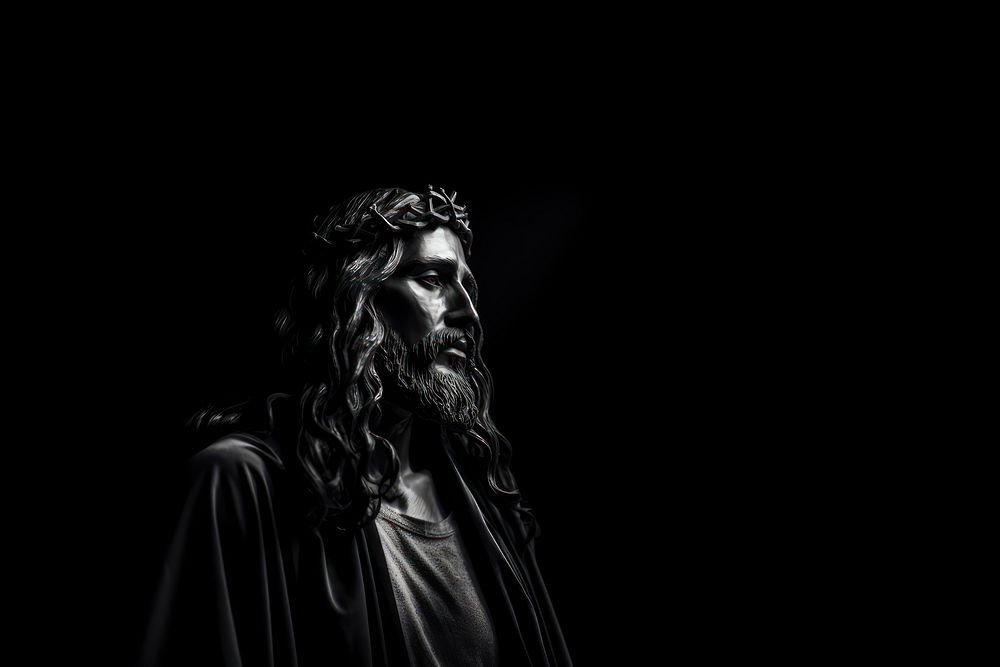 Face of Jesus statue photography monochrome portrait. AI generated Image by rawpixel.