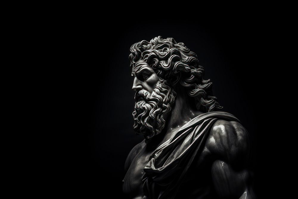 Face of zeus statue photography monochrome sculpture. AI generated Image by rawpixel.