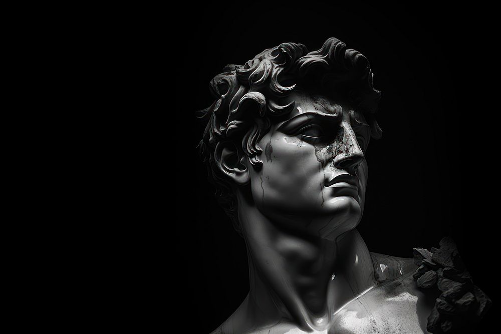 Face of roman statue photography monochrome portrait. AI generated Image by rawpixel.
