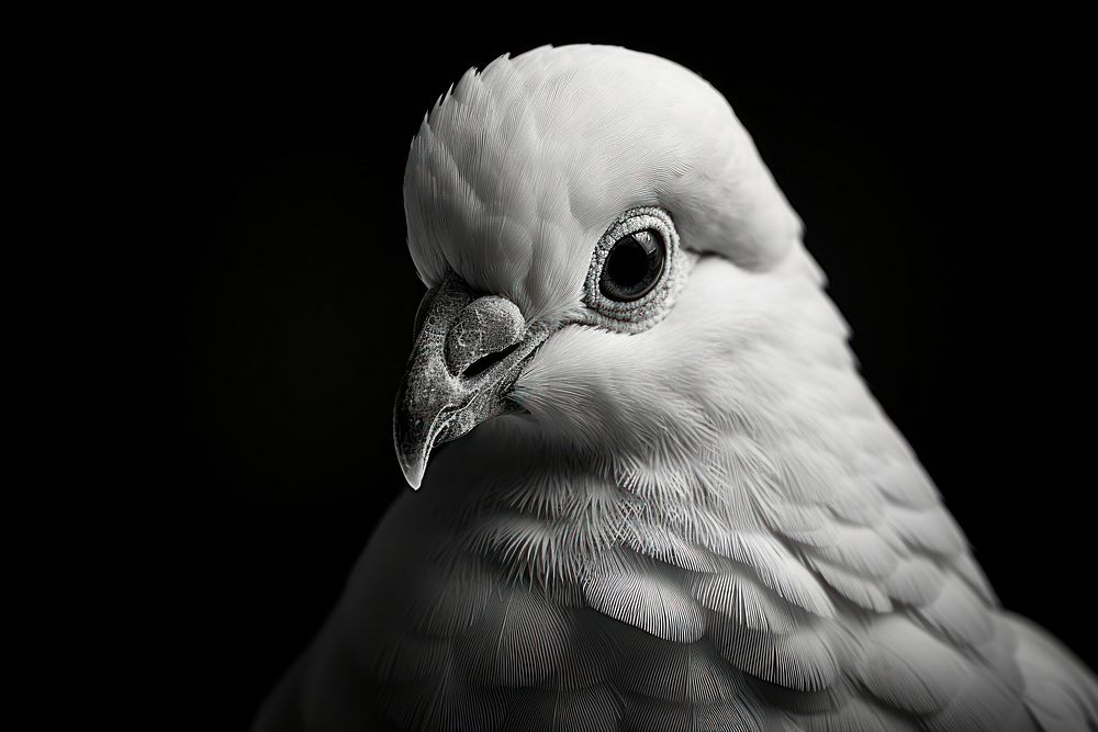 Face of dove monochrome animal white. AI generated Image by rawpixel.