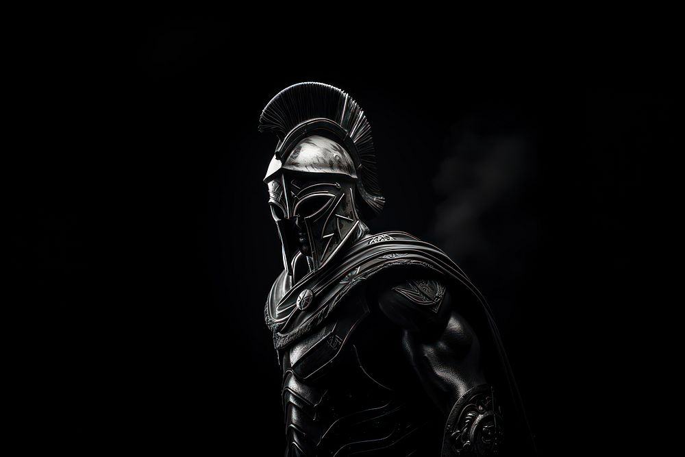 Face of spartan statue monochrome black representation. AI generated Image by rawpixel.