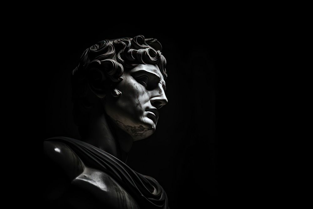 Face of roman statue photography monochrome sculpture. AI generated Image by rawpixel.