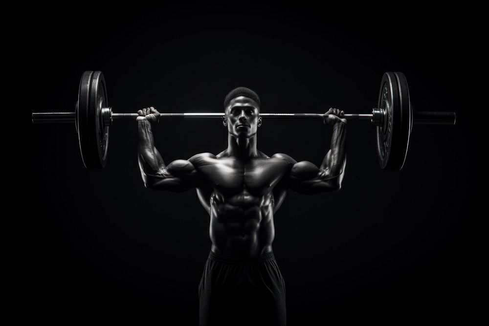 Fit man lifting weight monochrome sports adult. AI generated Image by rawpixel.