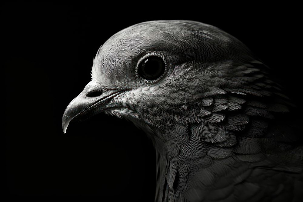 Half face of dove monochrome animal black. AI generated Image by rawpixel.