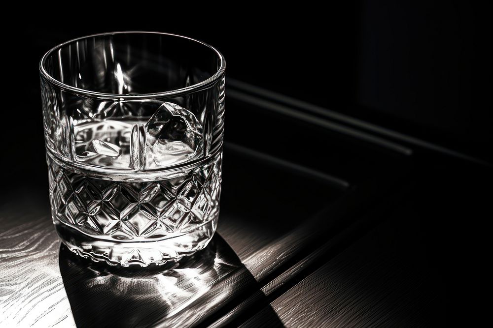 Simple glass of water monochrome lighting drink. AI generated Image by rawpixel.