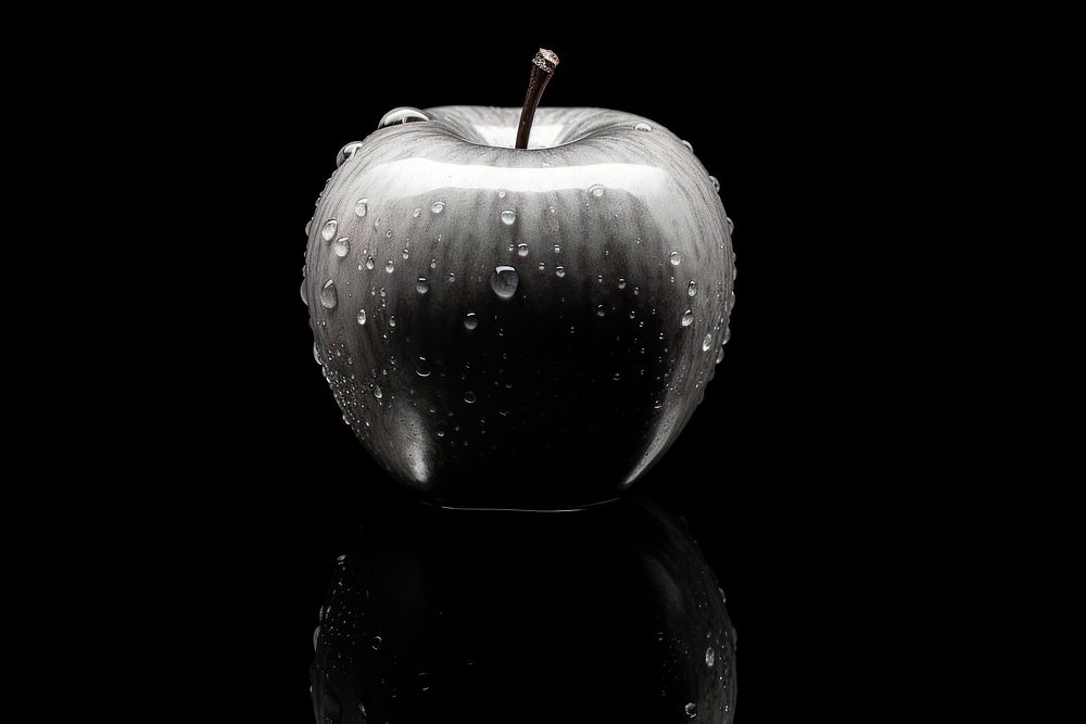 Close-up apple monochrome fruit plant. AI generated Image by rawpixel.