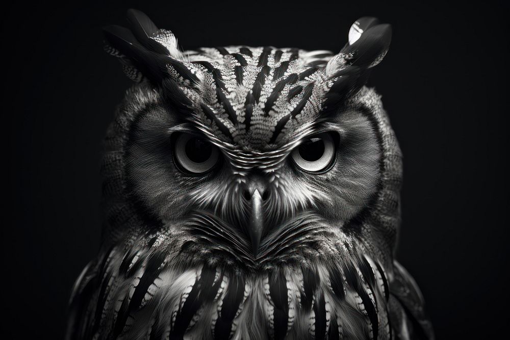 Owl monochrome animal black. AI generated Image by rawpixel.