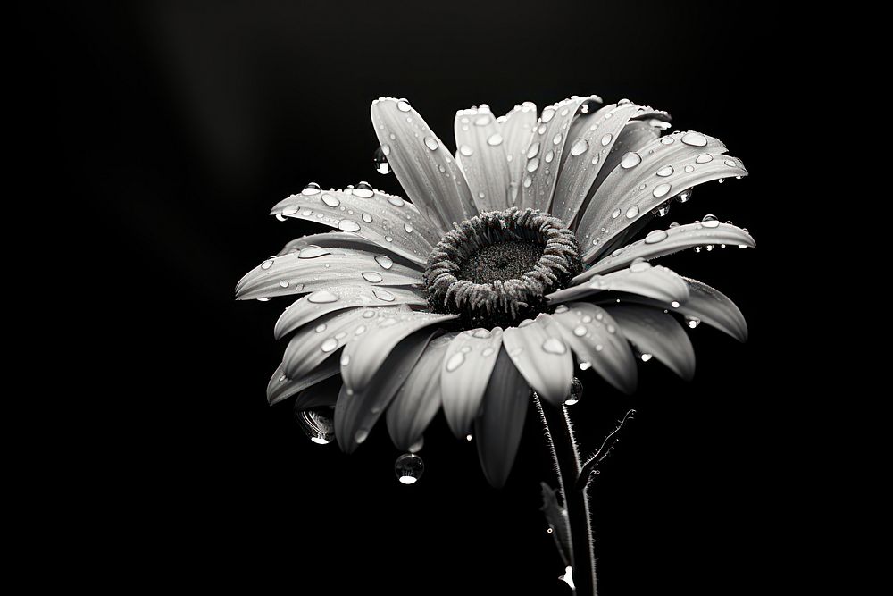 Daisy monochrome flower petal. AI generated Image by rawpixel.