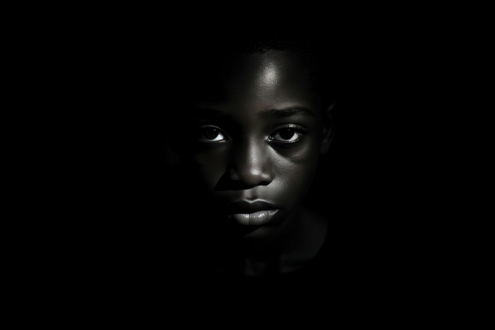 Face of black boy photography monochrome portrait. AI generated Image by rawpixel.