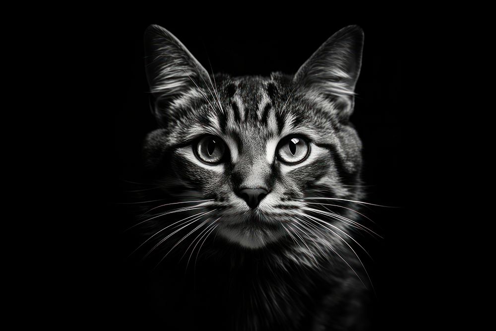 Face of cat photography monochrome portrait. AI generated Image by rawpixel.