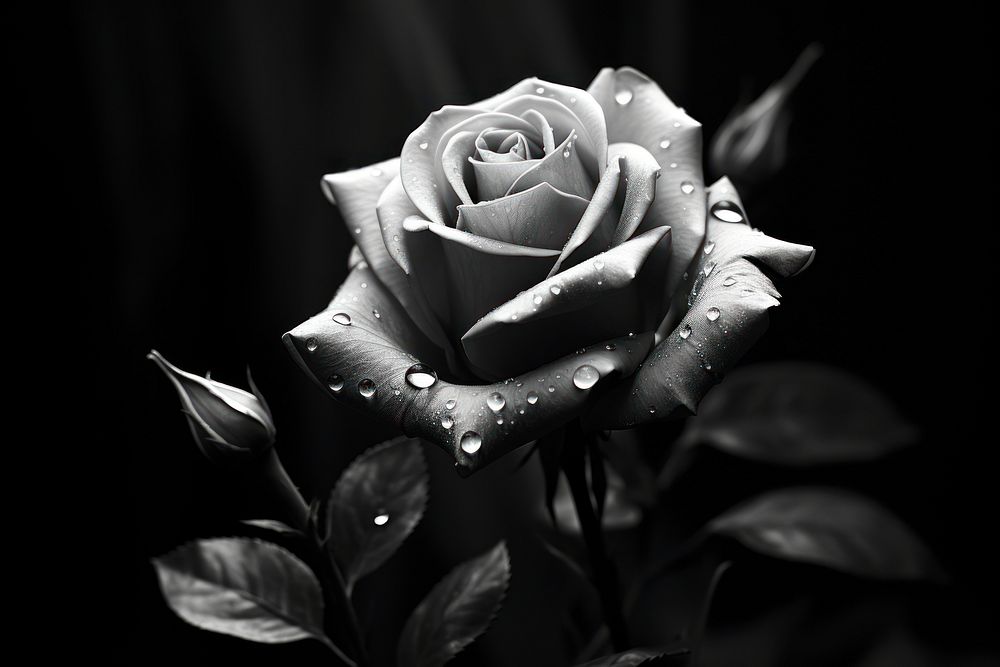 Rose monochrome flower petal. AI generated Image by rawpixel.