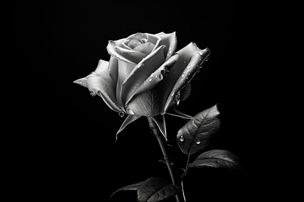 Rose monochrome flower plant. AI generated Image by rawpixel.