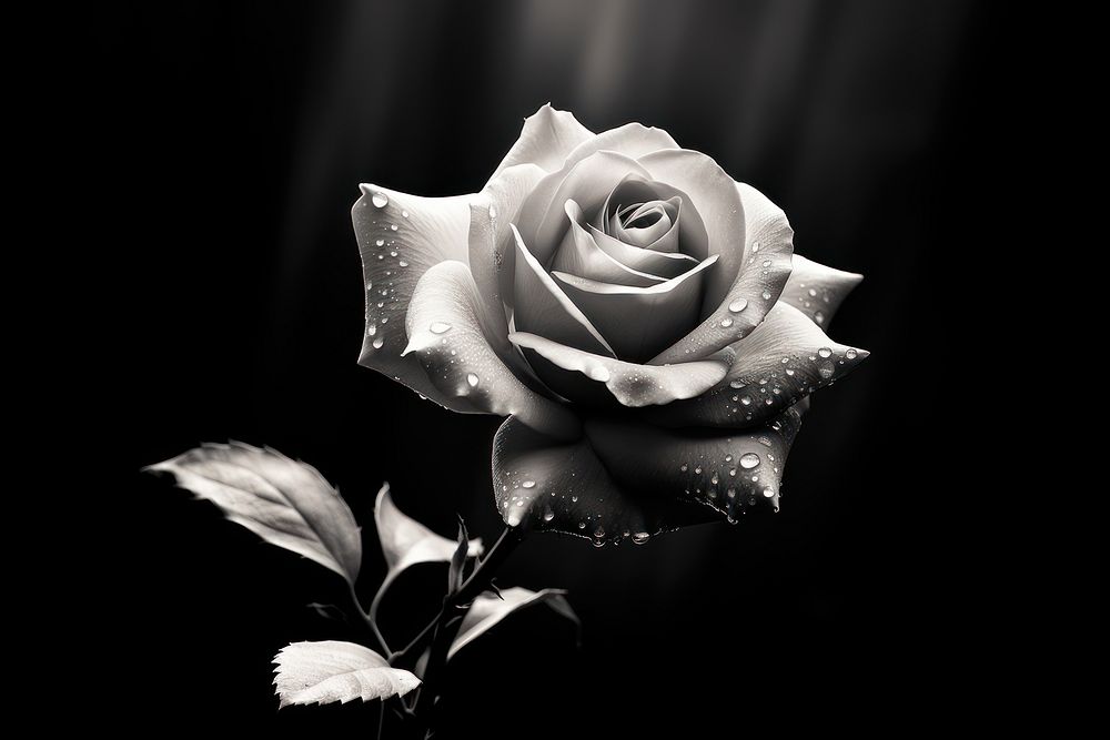 Rose monochrome flower petal. AI generated Image by rawpixel.