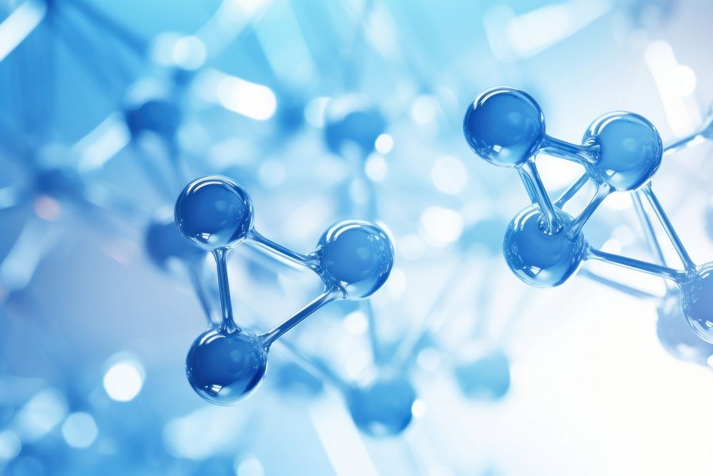 Molecule backgrounds blue technology. AI generated Image by rawpixel.