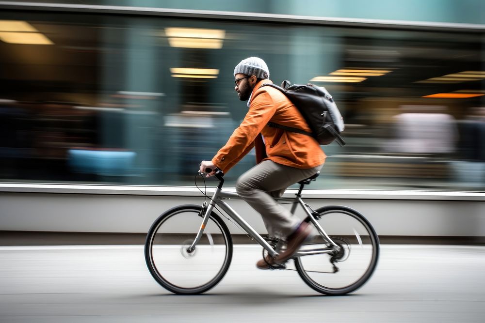 Man riding a bike bicycle vehicle cycling. AI generated Image by rawpixel.