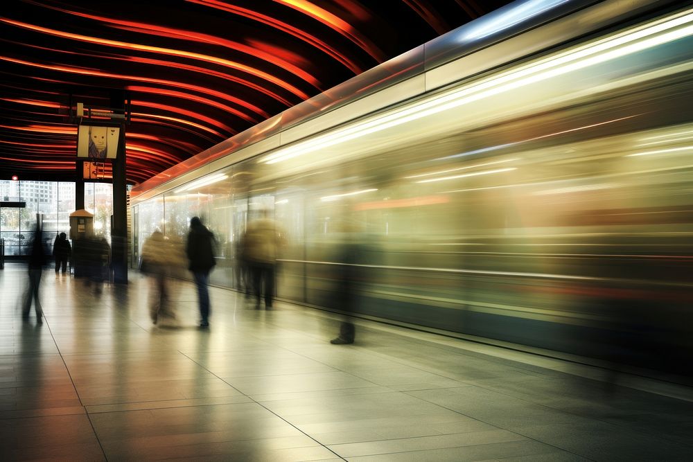 Blurred metro station motion subway train. AI generated Image by rawpixel.