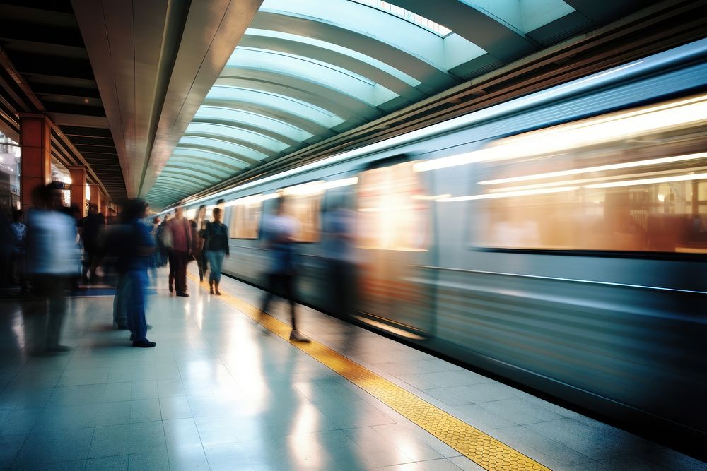 Blurred metro station vehicle subway motion. AI generated Image by rawpixel.
