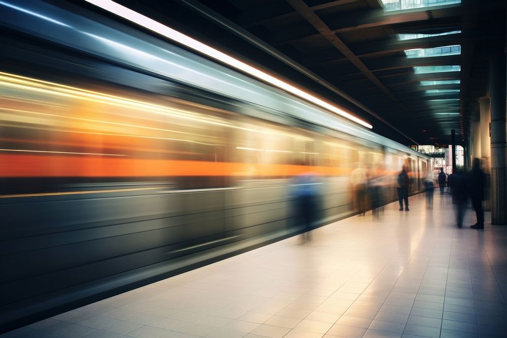 Blurred metro station vehicle motion subway. AI generated Image by rawpixel.