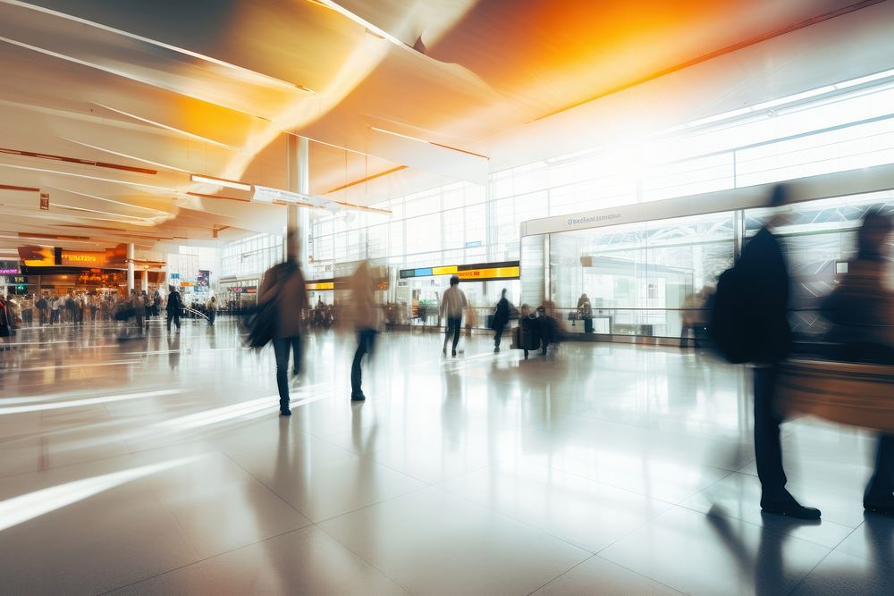 People walking in airport motion adult infrastructure. AI generated Image by rawpixel.
