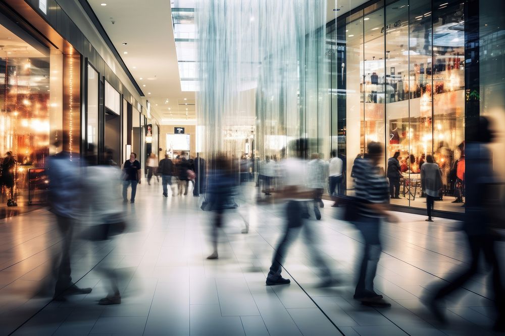 People walking in shopping mall motion people adult. AI generated Image by rawpixel.