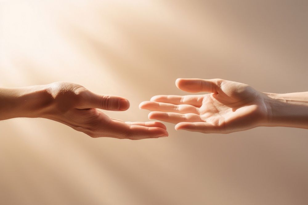 Two hands reaching finger togetherness handshake. AI generated Image by rawpixel.