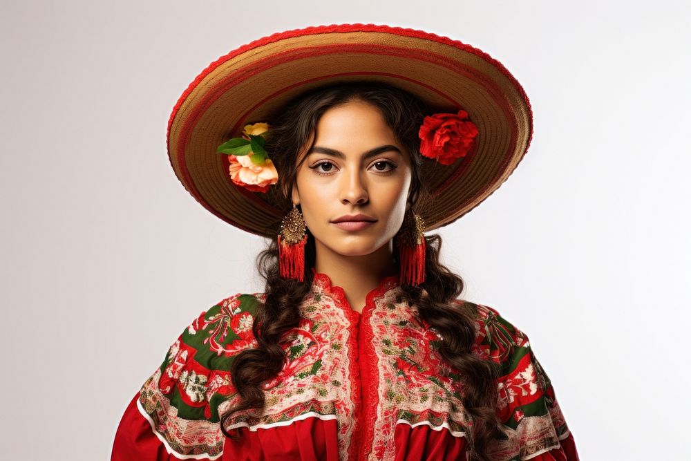 Mexican woman wearing national costume sombrero portrait fashion. AI generated Image by rawpixel.