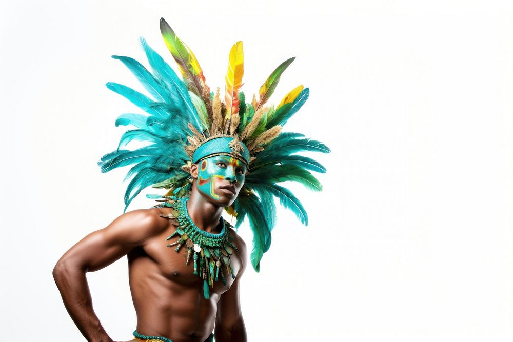 Caribbean carnival costume white background. AI generated Image by rawpixel.