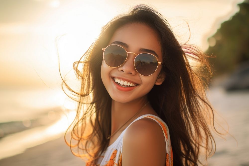 Filipino teenager sunglasses portrait summer. AI generated Image by rawpixel.