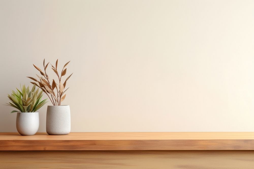 Wooden console plant top it | Free Photo - rawpixel