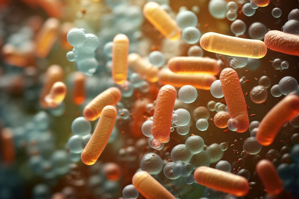 Bacteria pill backgrounds medication. AI generated Image by rawpixel.