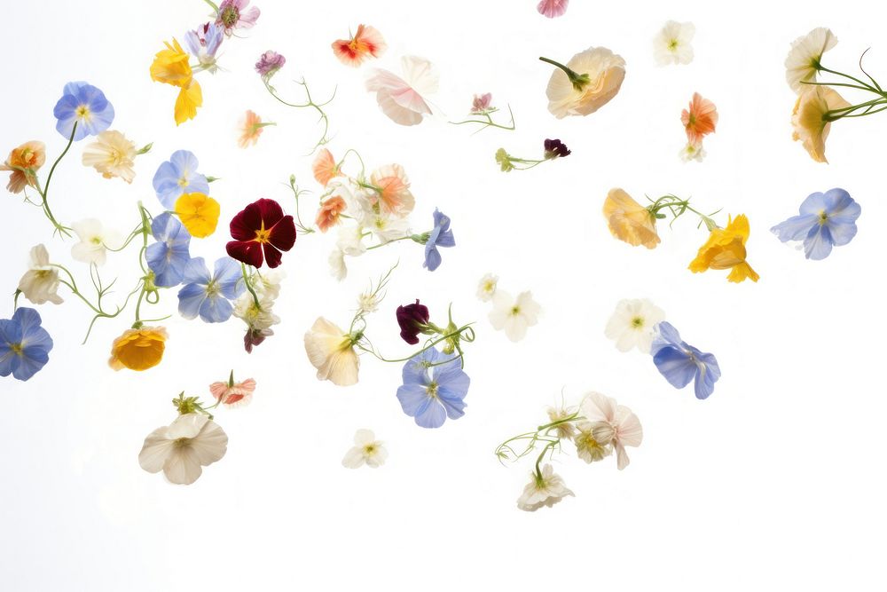 Mixed flowers petal plant white background. AI generated Image by rawpixel.