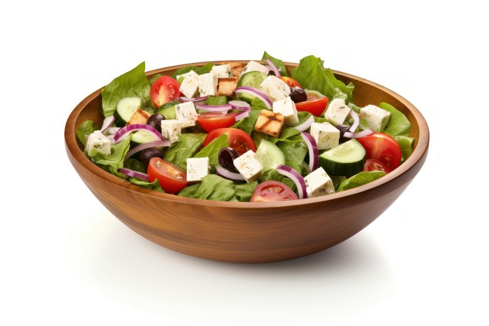 Fresh greek salad food white background mozzarella. AI generated Image by rawpixel.