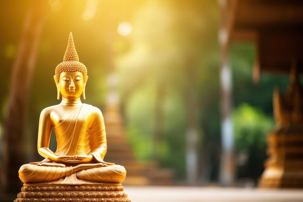 Gold buddha statue temple representation spirituality. AI generated Image by rawpixel.