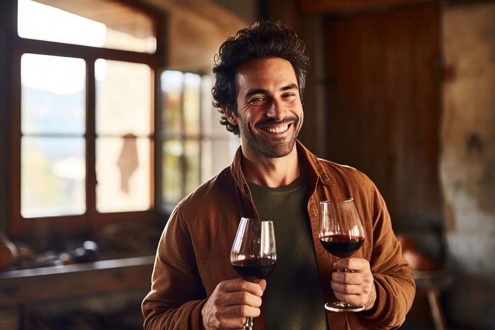 Wine production smile adult man. AI generated Image by rawpixel.