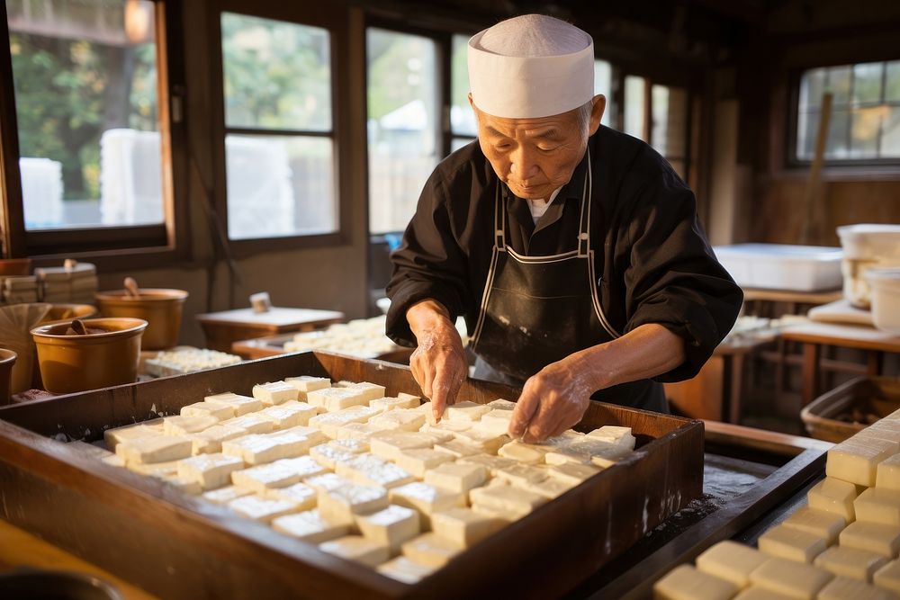 Working in tofu process bakery adult man. AI generated Image by rawpixel.