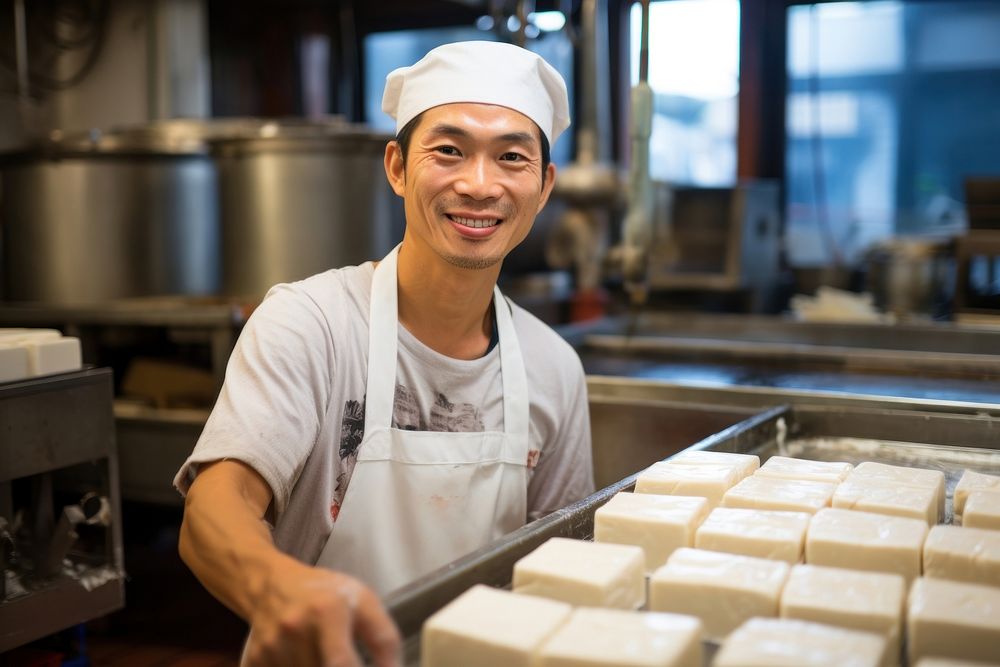 Working in tofu process adult chef man. AI generated Image by rawpixel.