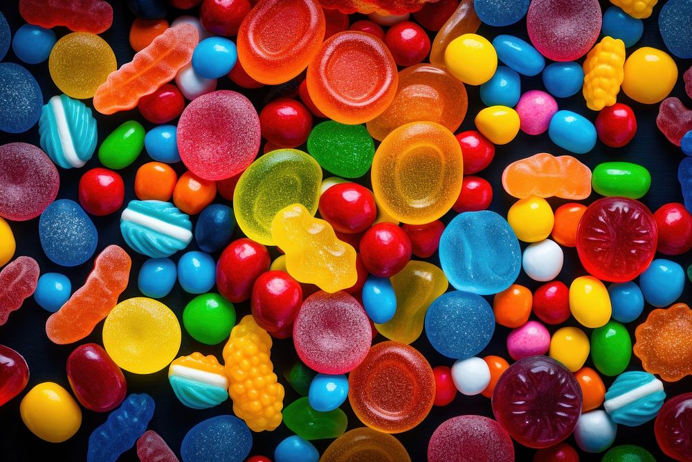 Colourful gummy candies confectionery dessert candy. AI generated Image by rawpixel.